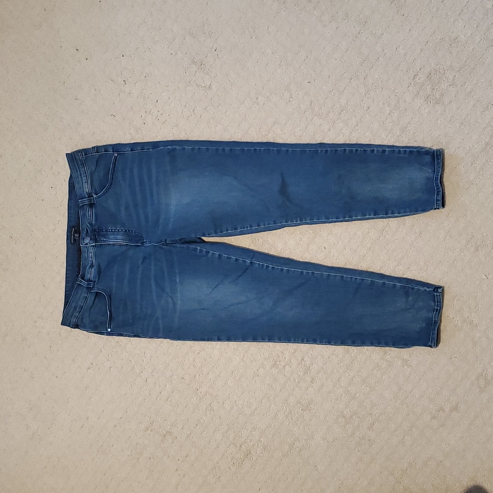 Universal Standard Seine Mid Rise Skinny Jeans, Distressed Blue, 27” Inseam